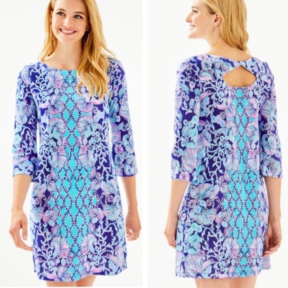 Lilly Pulitzer Bay Dress in Lapis Lazuli Your Biggest Fan - Picture 2 of 6